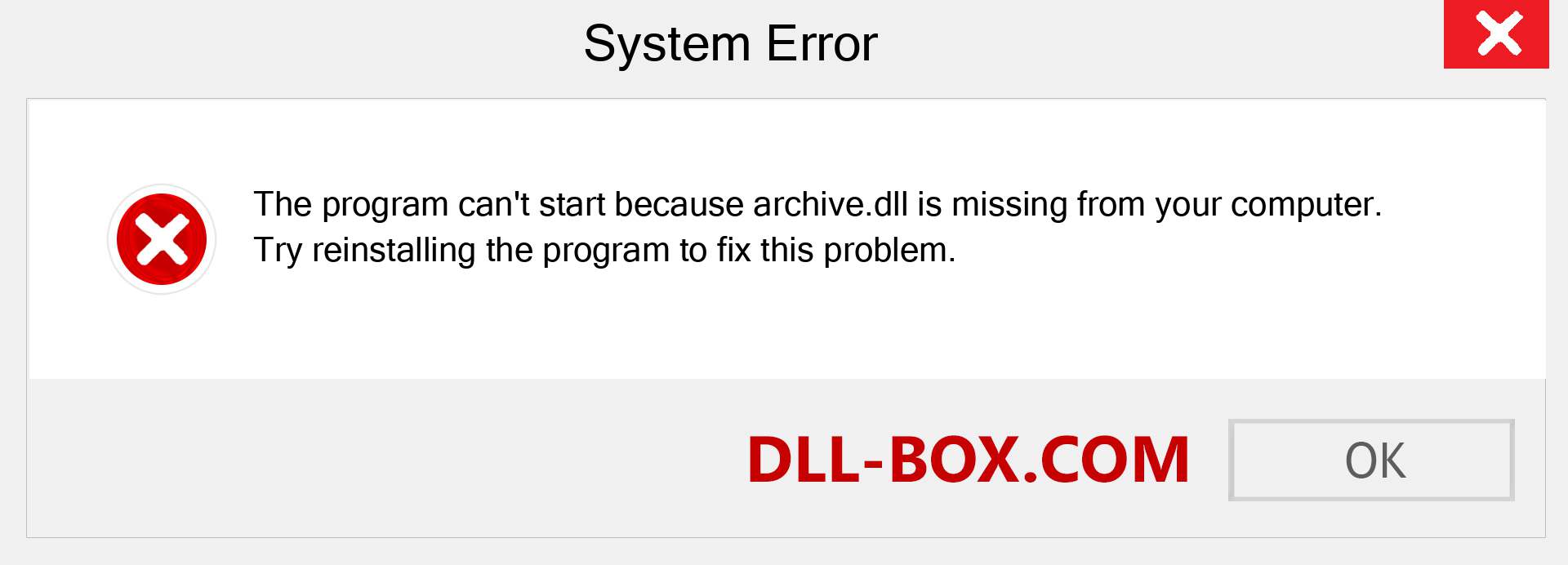  archive.dll file is missing?. Download for Windows 7, 8, 10 - Fix  archive dll Missing Error on Windows, photos, images